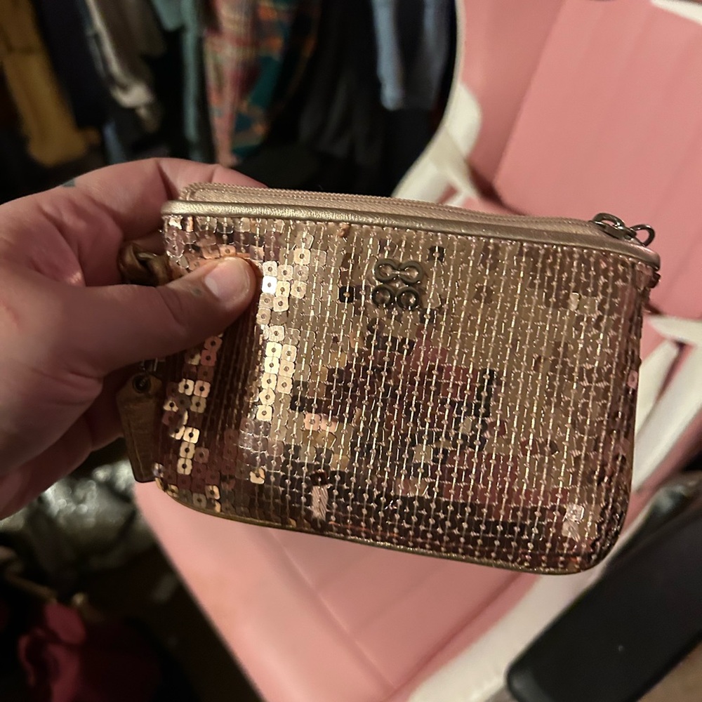 Coach Metallic Sequin Wristlet